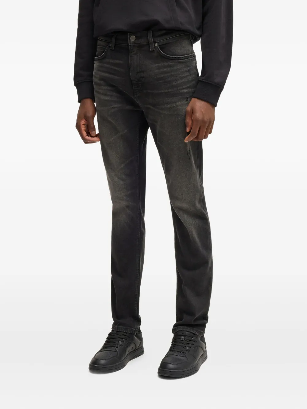 HUGO Katoenen jeans met vervaagd effect Zwart