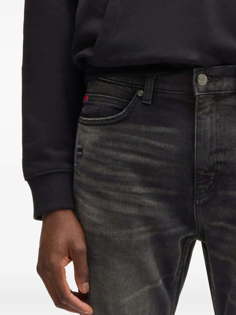 HUGO Katoenen jeans met vervaagd effect Zwart