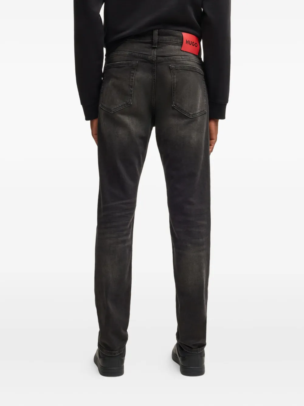 HUGO Katoenen jeans met vervaagd effect Zwart