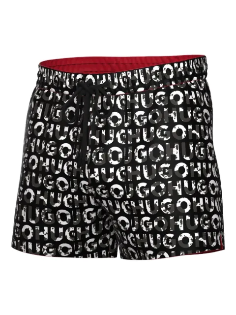 HUGO Bermuda de praia com estampa de logo