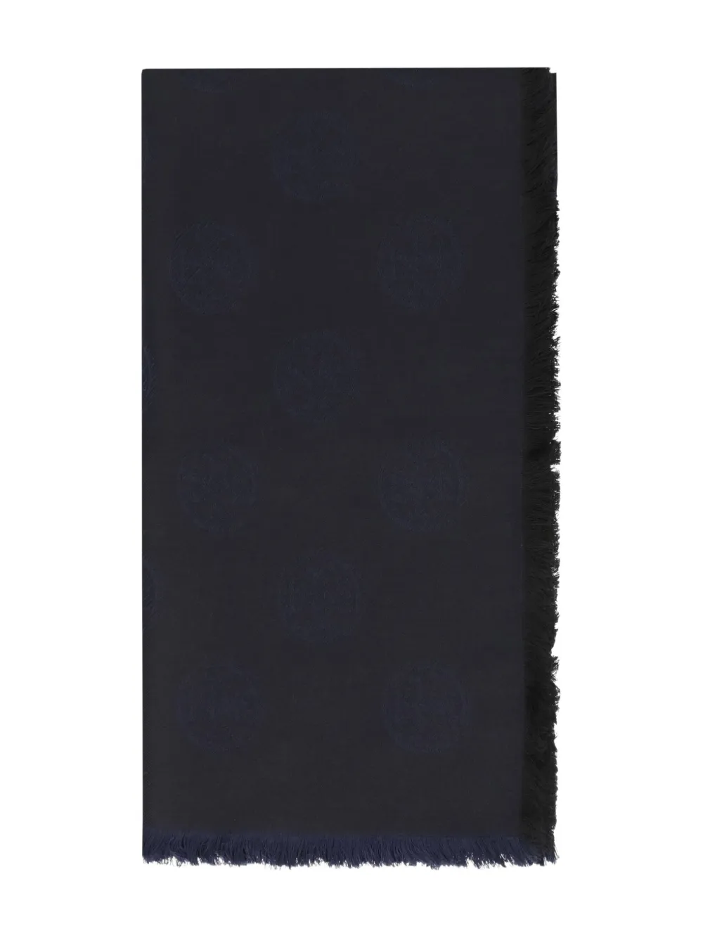 Tory Burch Logo-pattern Frayed-edge Scarf In Black