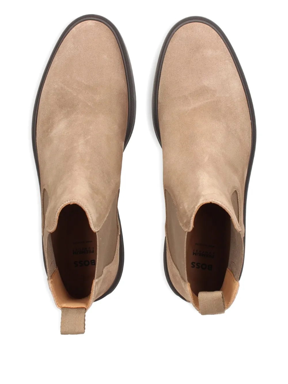 Hugo Boss Calev Elasticated-panels Suede Boots In Brown