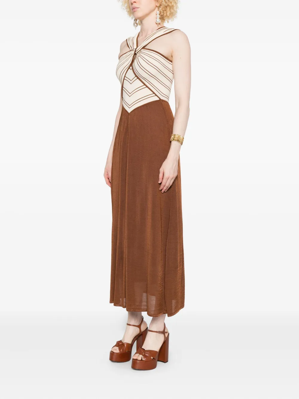 Cross-Front Striped Dress