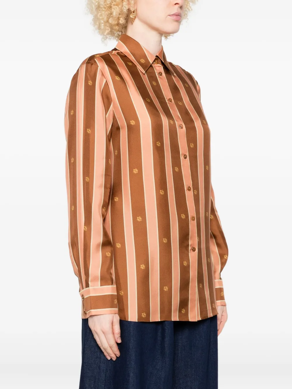 Stripe Floral-Print Shirt