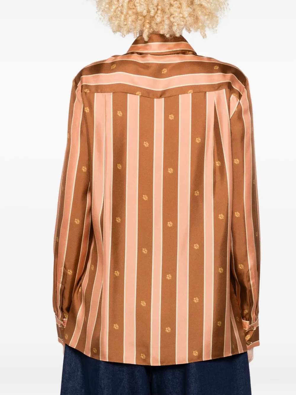 Stripe Floral-Print Shirt