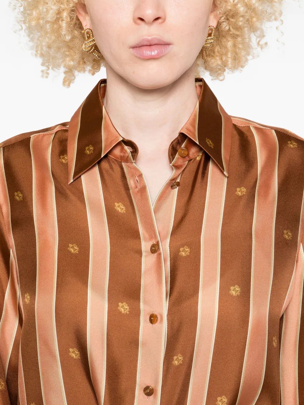 Stripe Floral-Print Shirt