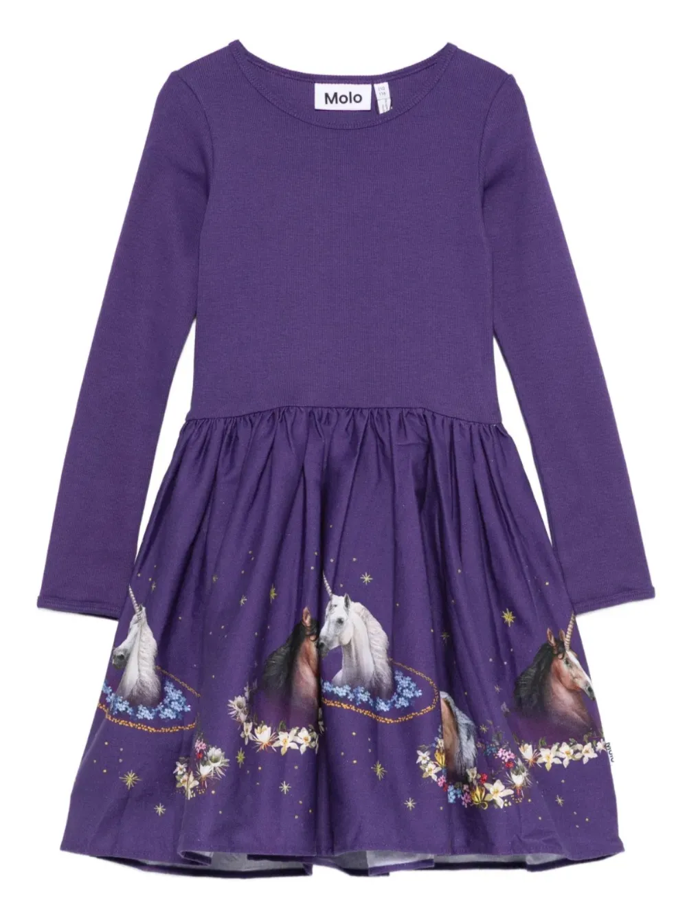 Molo unicorn-print long-sleeve dress | Purple | Image 1