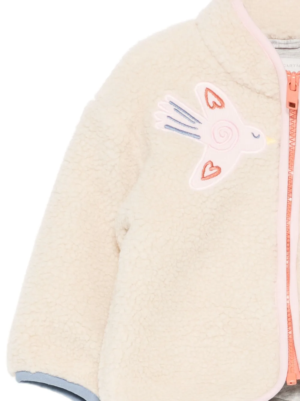 Stella McCartney Kids Jack met rits en duifapplicatie Beige