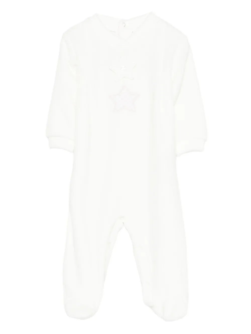 LALALU star-appliqué babygrow - ホワイト LALALU star-appliqué babygrow - ホワイト