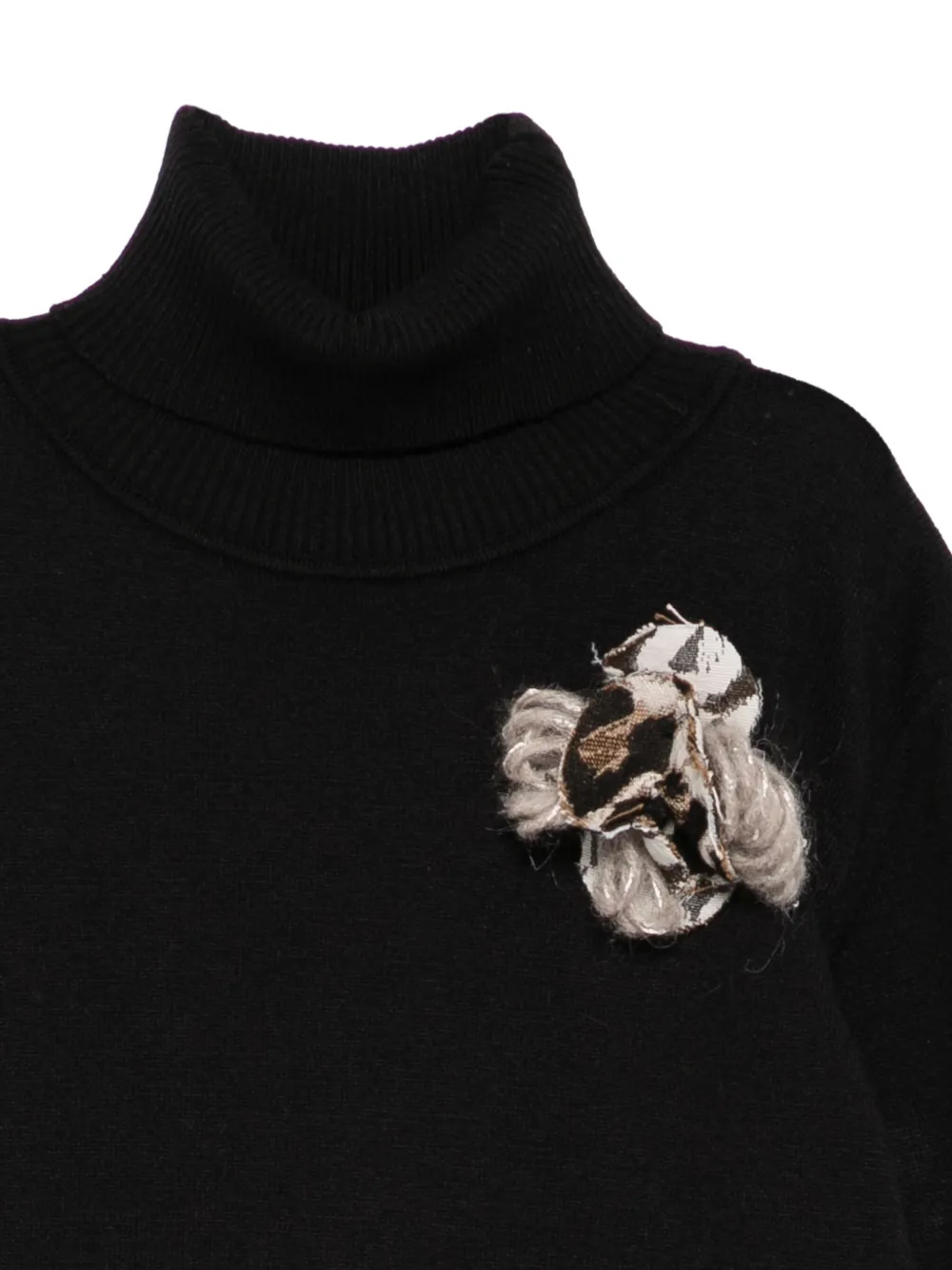 LALALU Trui met bloemapplicatie Zwart