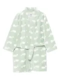 Petit Bateau whale-print belted robe - Green