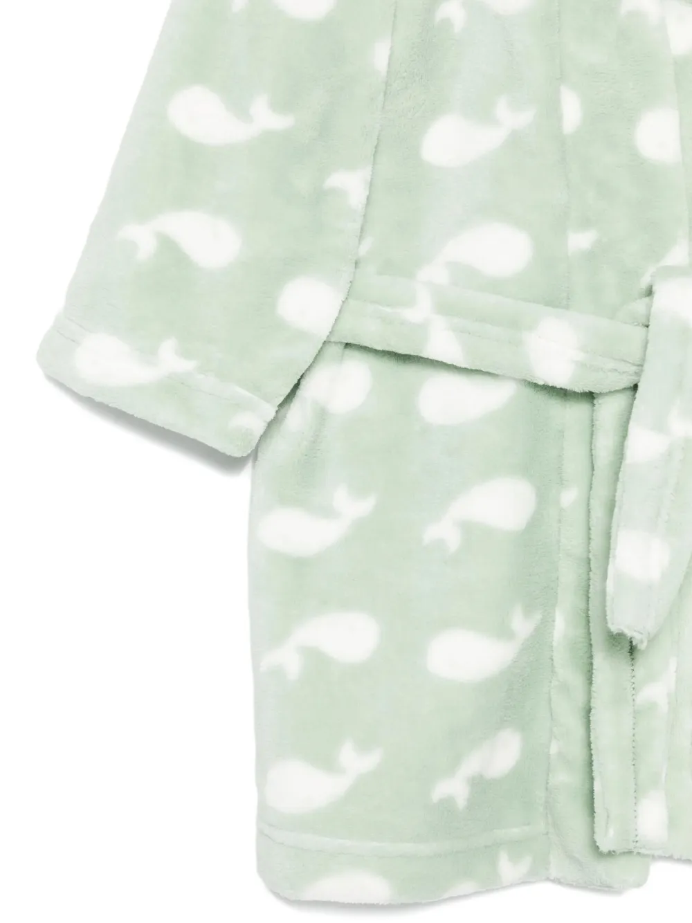 Petit Bateau Whale-print Belted Robe In Green
