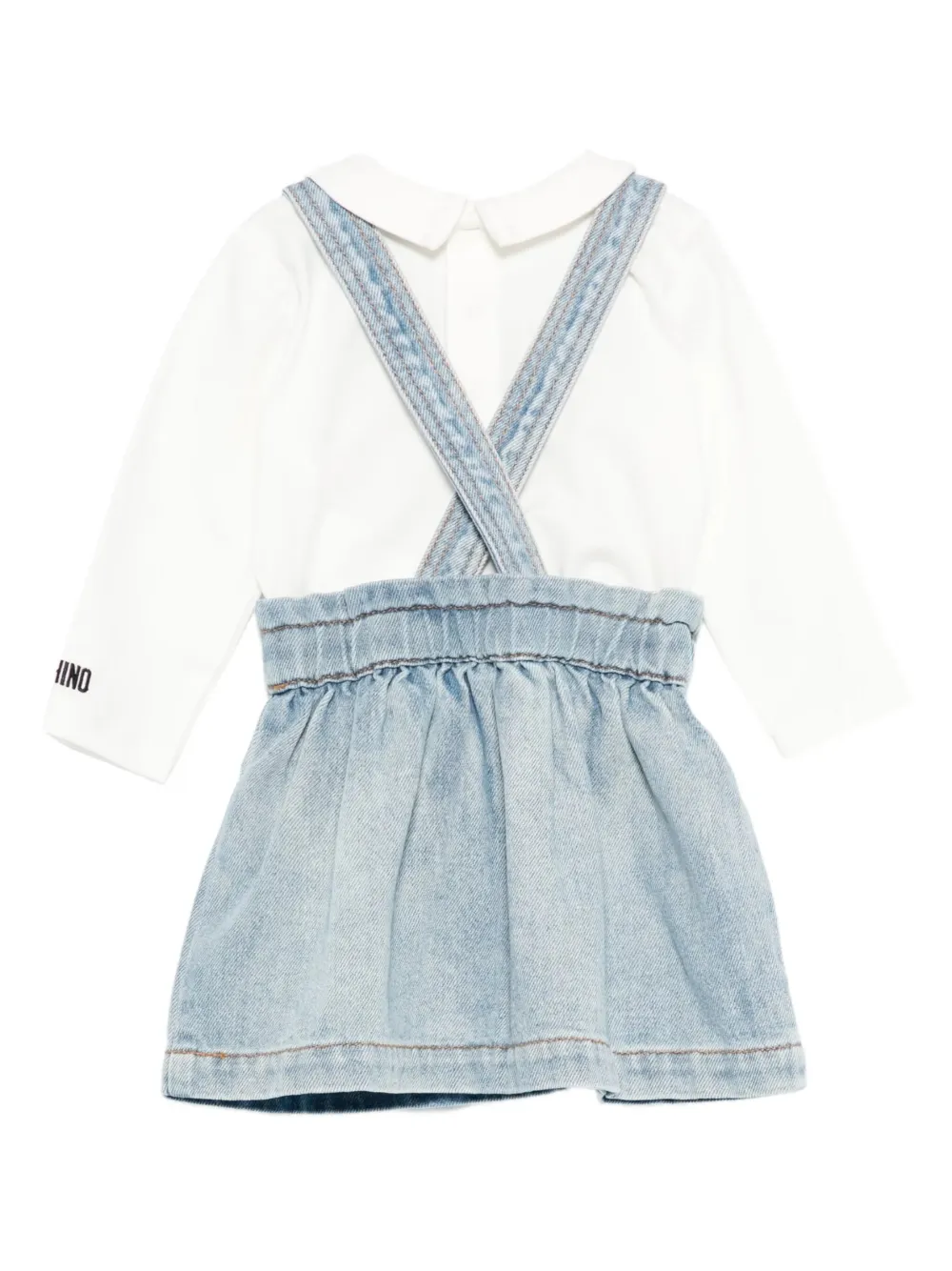 Moschino Kids teddy-embellished denim dress - Wit