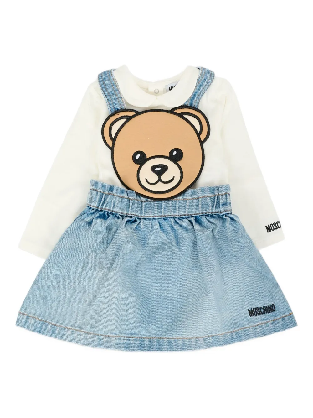 Moschino Kids Spijkerjurk verfraaid met teddybeer Blauw