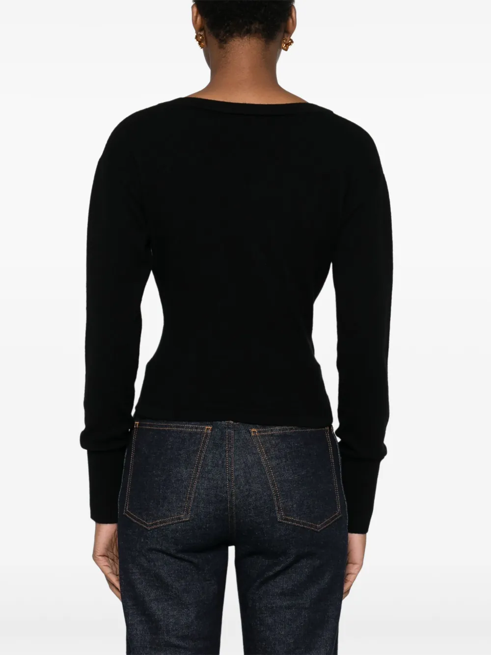Elisabetta Franchi Buttoned Wrap Sweater In Black
