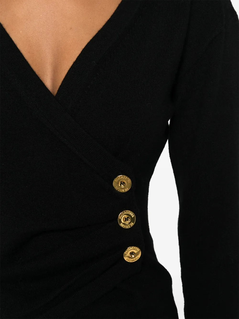 Elisabetta Franchi Buttoned Wrap Sweater In Black