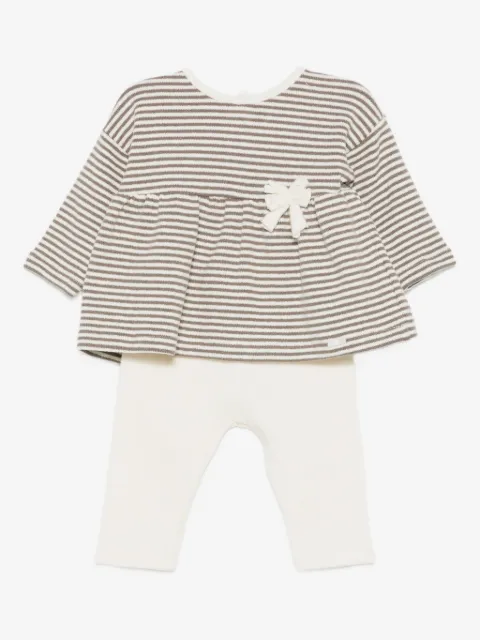 LALALU striped bow-embellished babygrow set
