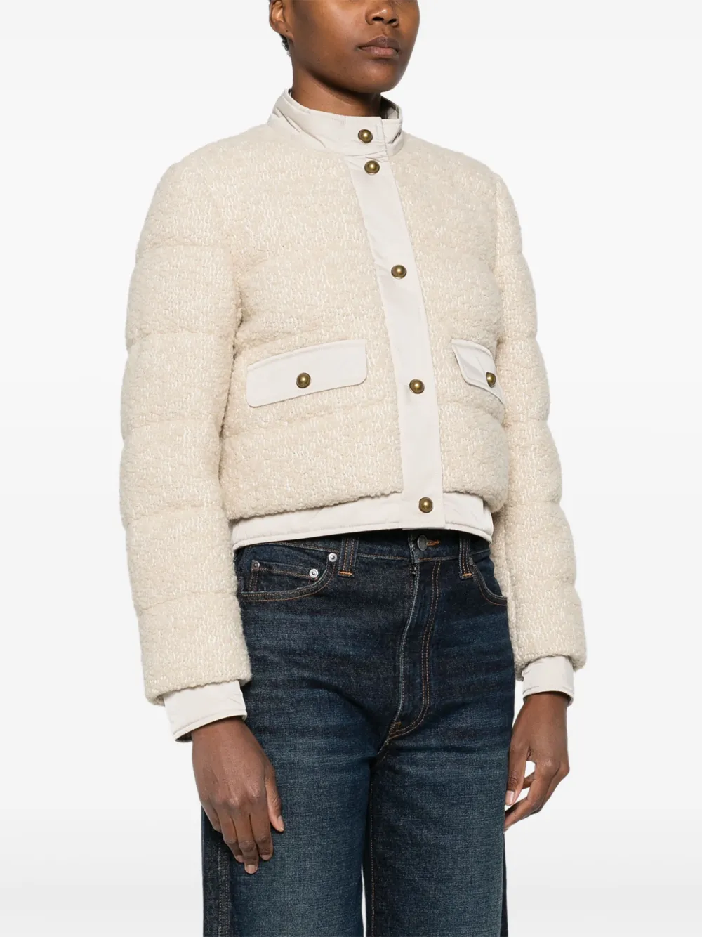 Moncler Bouclé donsjack Beige