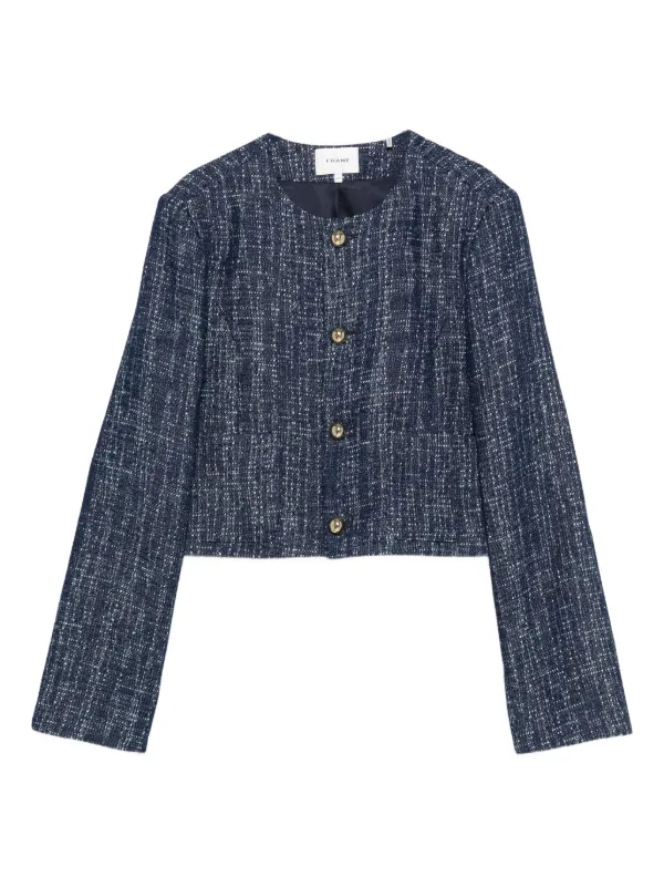 Frame The Tweed Button-up Jacket in Blue