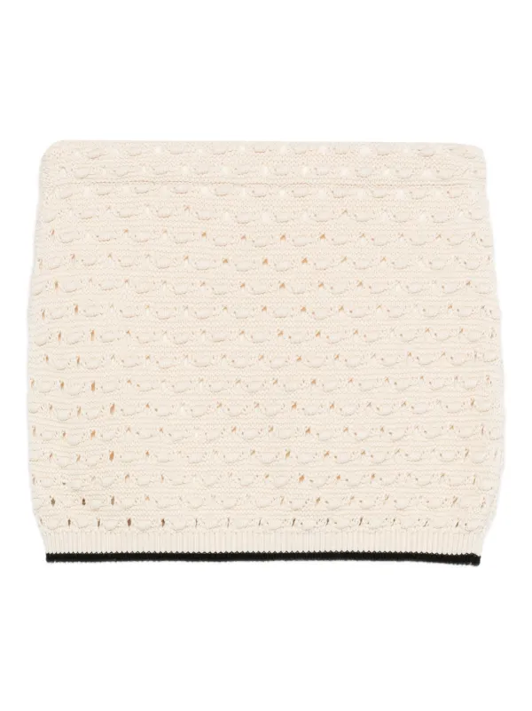 Frame The Bauble Crochet-knit Mini Skirt in Neutrals