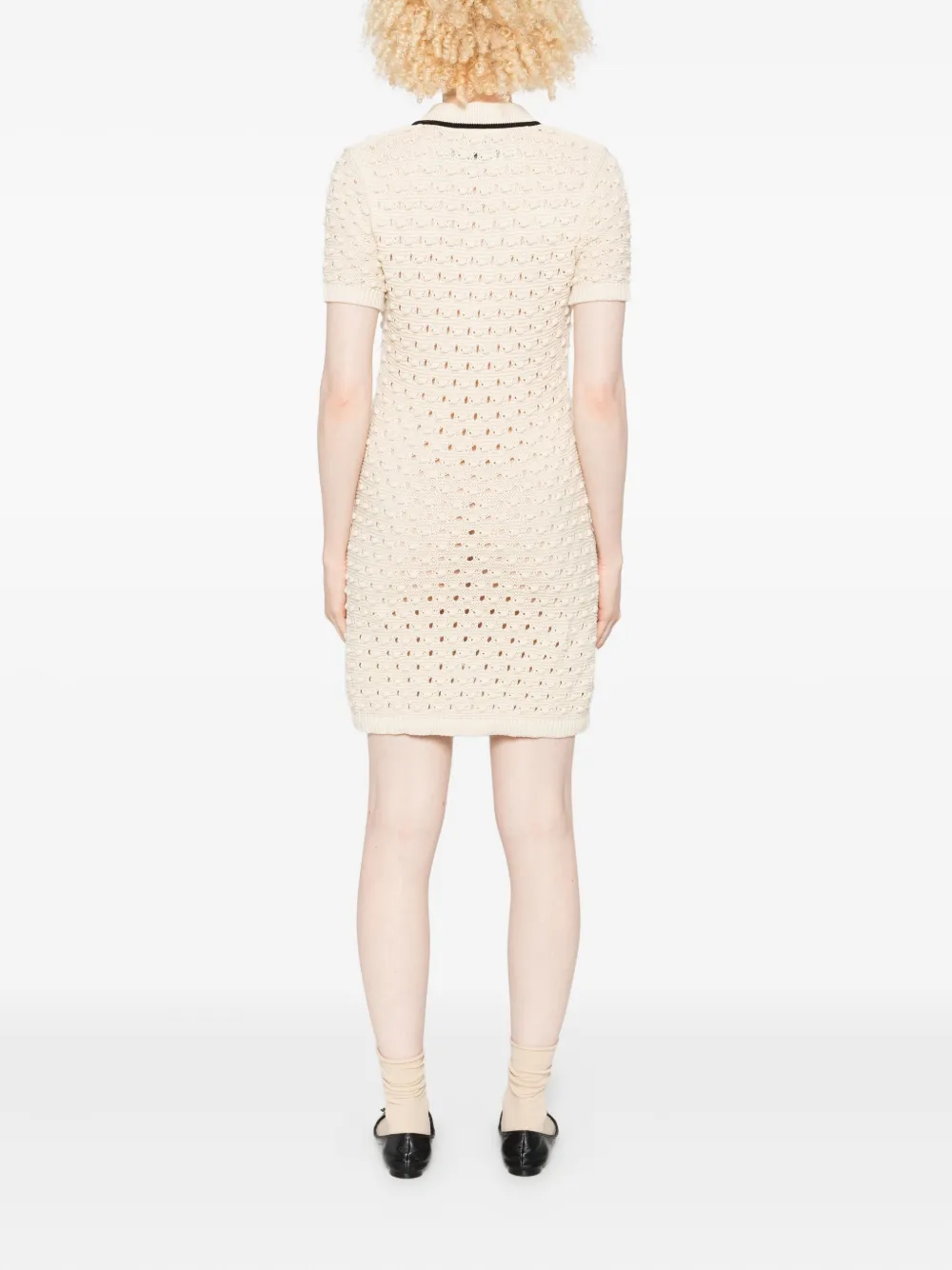 Frame The Bauble Open-knit Mini Dress In White