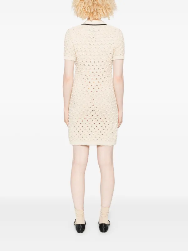 Frame The Bauble Open-knit Mini Dress - Neutrals