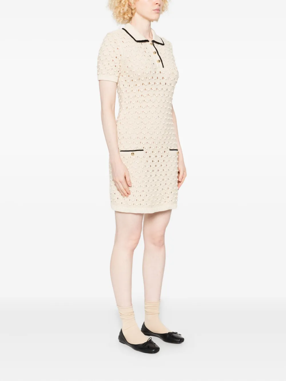 Frame The Bauble Open-knit Mini Dress In White