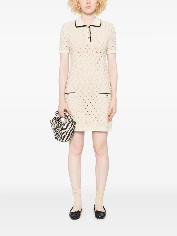 Frame The Bauble Open-knit Mini Dress - Neutrals