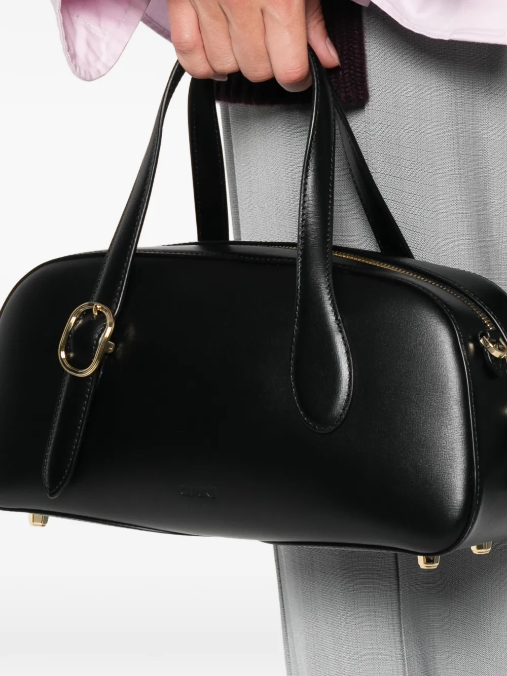 Cafuné Asra Boston buckle small tote bag - Zwart