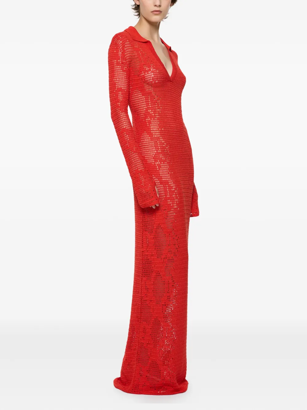 Paris Georgia Crochet Maxi Dress In Red