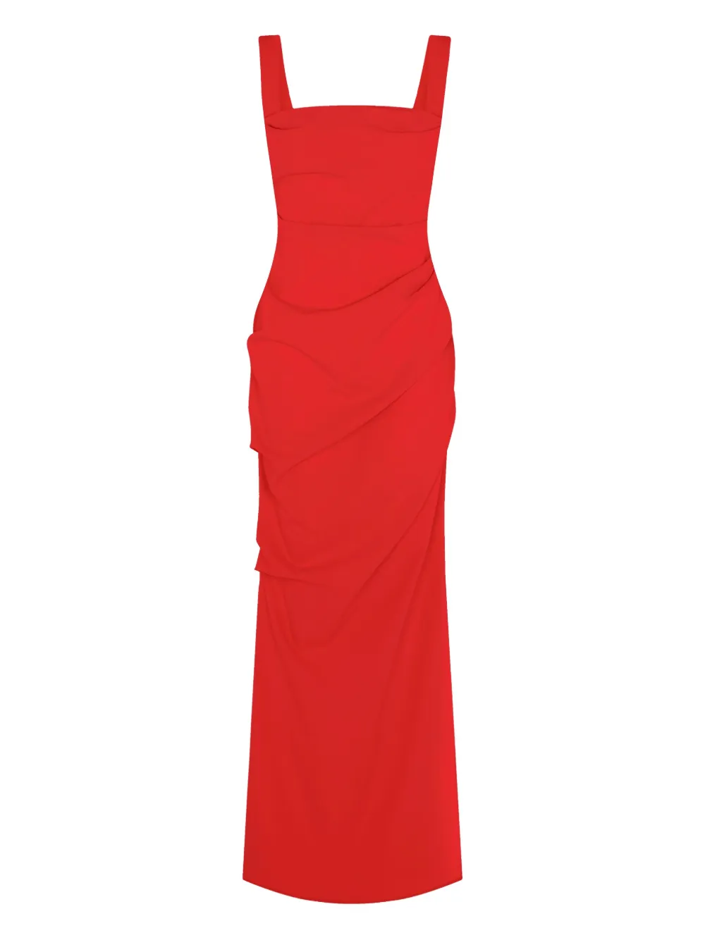 Paris Georgia Square-neck Draped Maxi Dress In Red