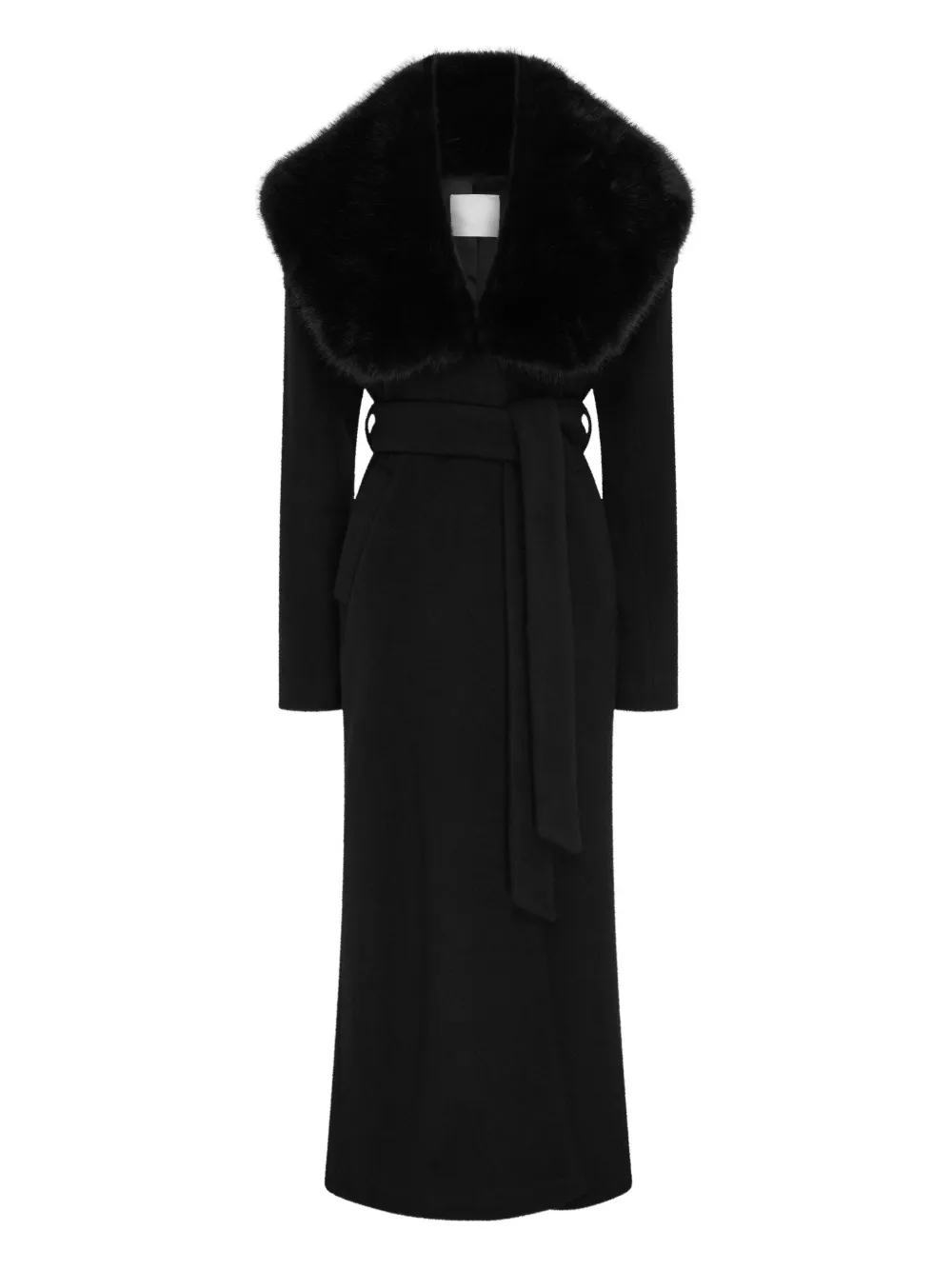 Paris Georgia Gabby Fur-collar Belted Coat In Black