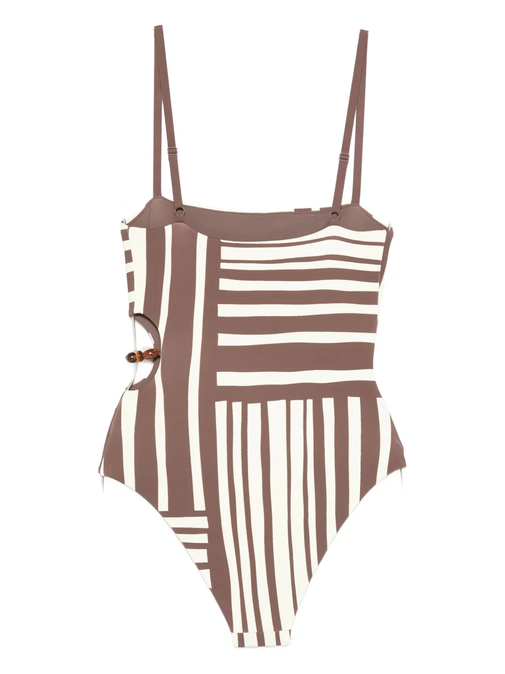 Sir Linocut Beaded Swimsuit In Brown