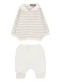 Little Bear Peter Pan-collar striped two-piece set - White