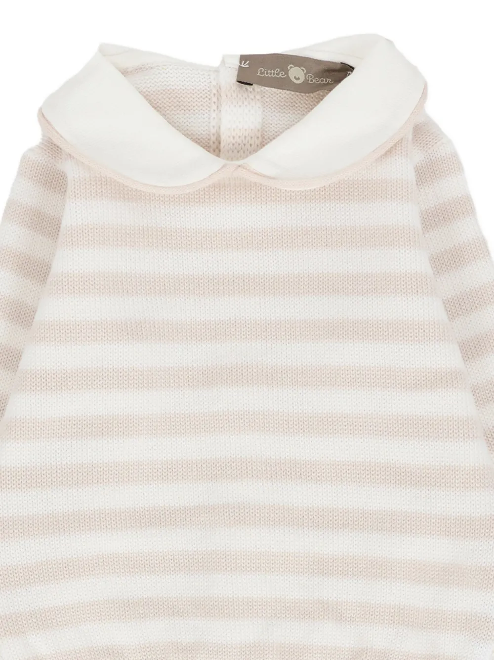 Little Bear Peter Pan-collar Striped Two-piece Set In White