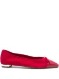 Aquazzura bow-detail cap-toe flats - Red