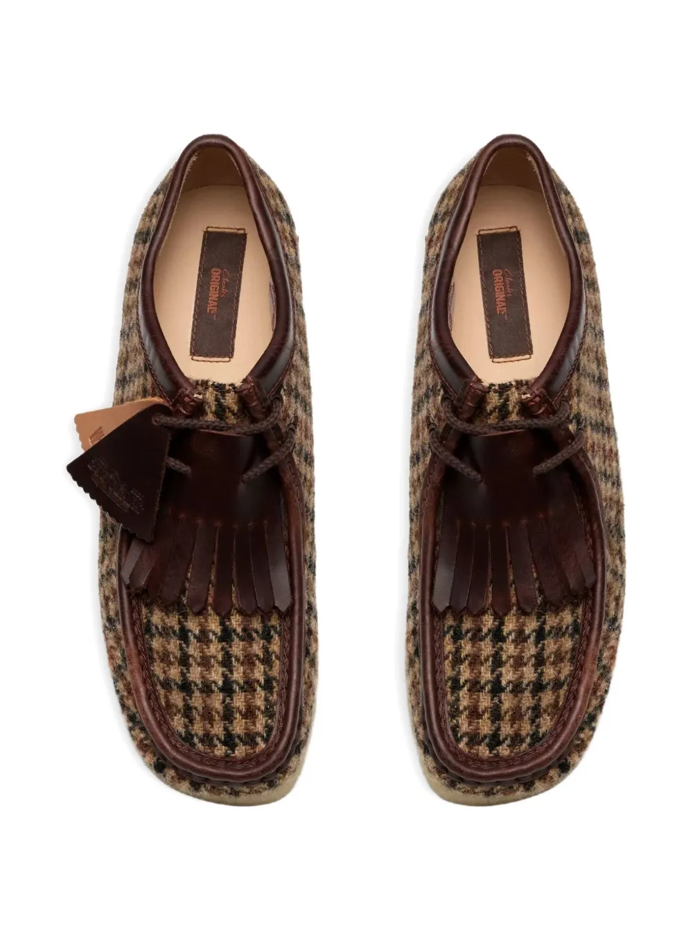 Clarks Originals tweed-pattern fringe boots Brown