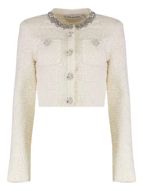 Self-Portrait crystal-embellished padded-shoulder jacket 