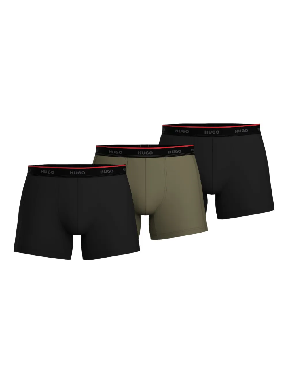 HUGO Kit 3 cuecas boxer de algodão stretch com logo no cós | Preto | Image 1