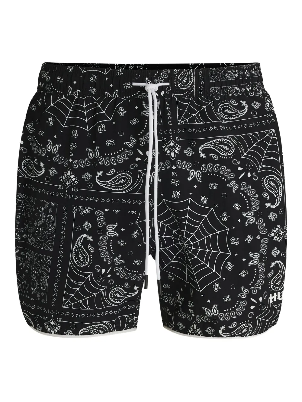HUGO Bermuda de praia com estampa | Preto | Image 1