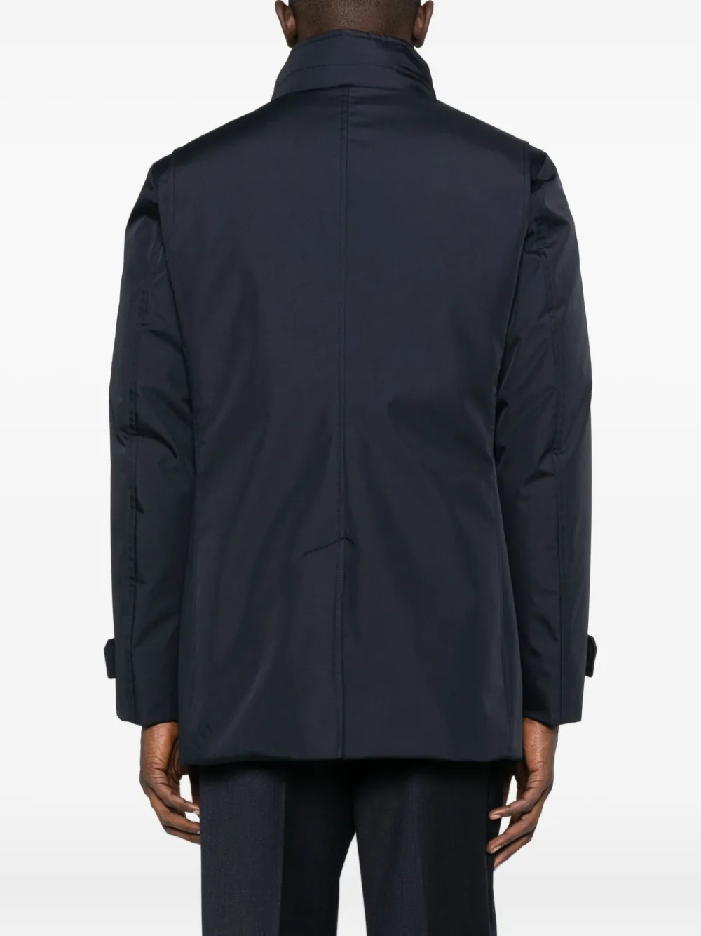 Moorer High-neck Buttoned Jacket In Blue