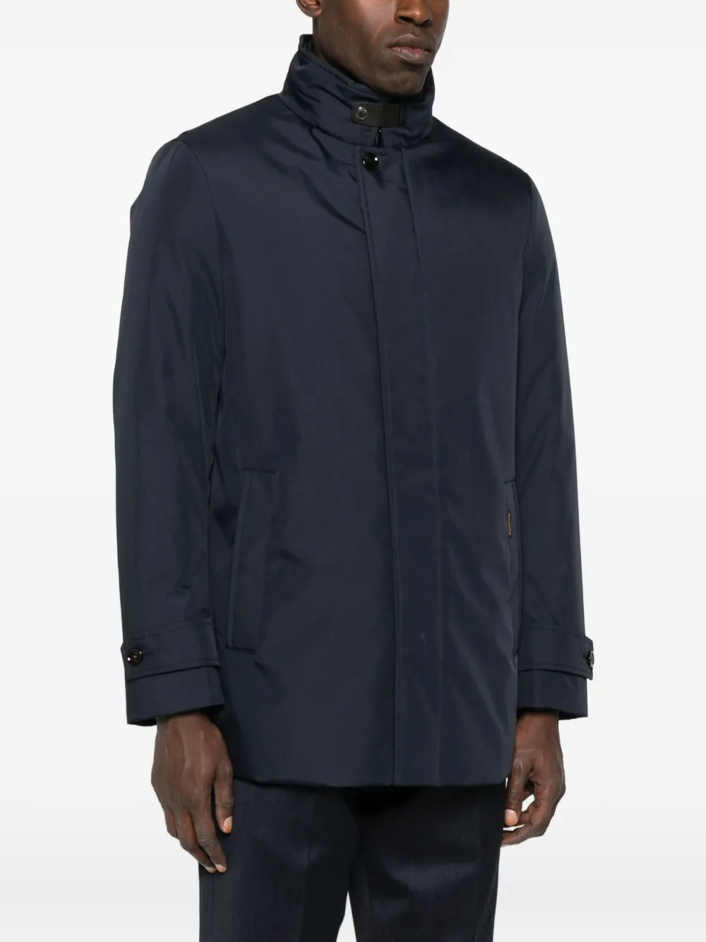 Moorer High-neck Buttoned Jacket In Blue