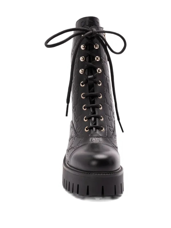 Gucci GG-monogram lace-up Boots | Black | FARFETCH CA