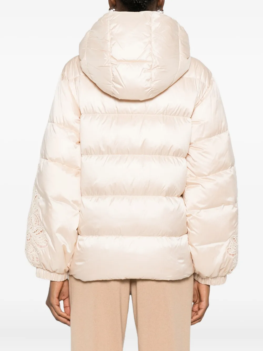 Twinset Hooded Puffer Jacket In Neutral