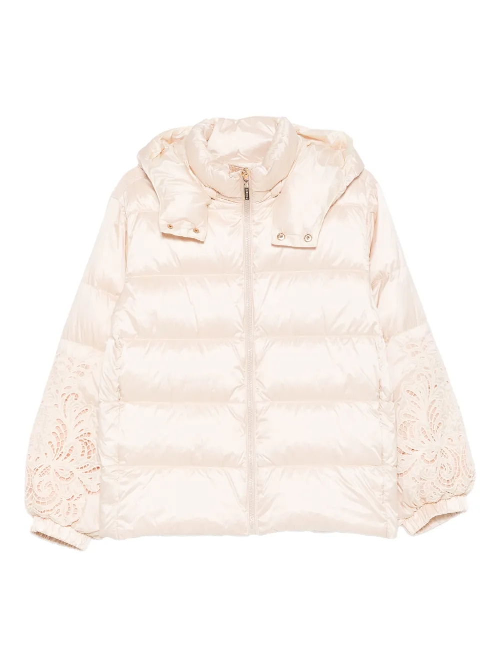 Twinset Hooded Puffer Jacket In Neutral