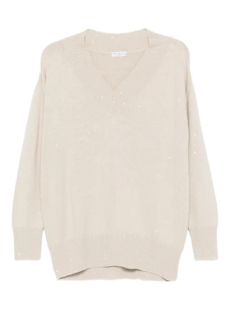 Brunello Cucinelli embellished V-neck sweater