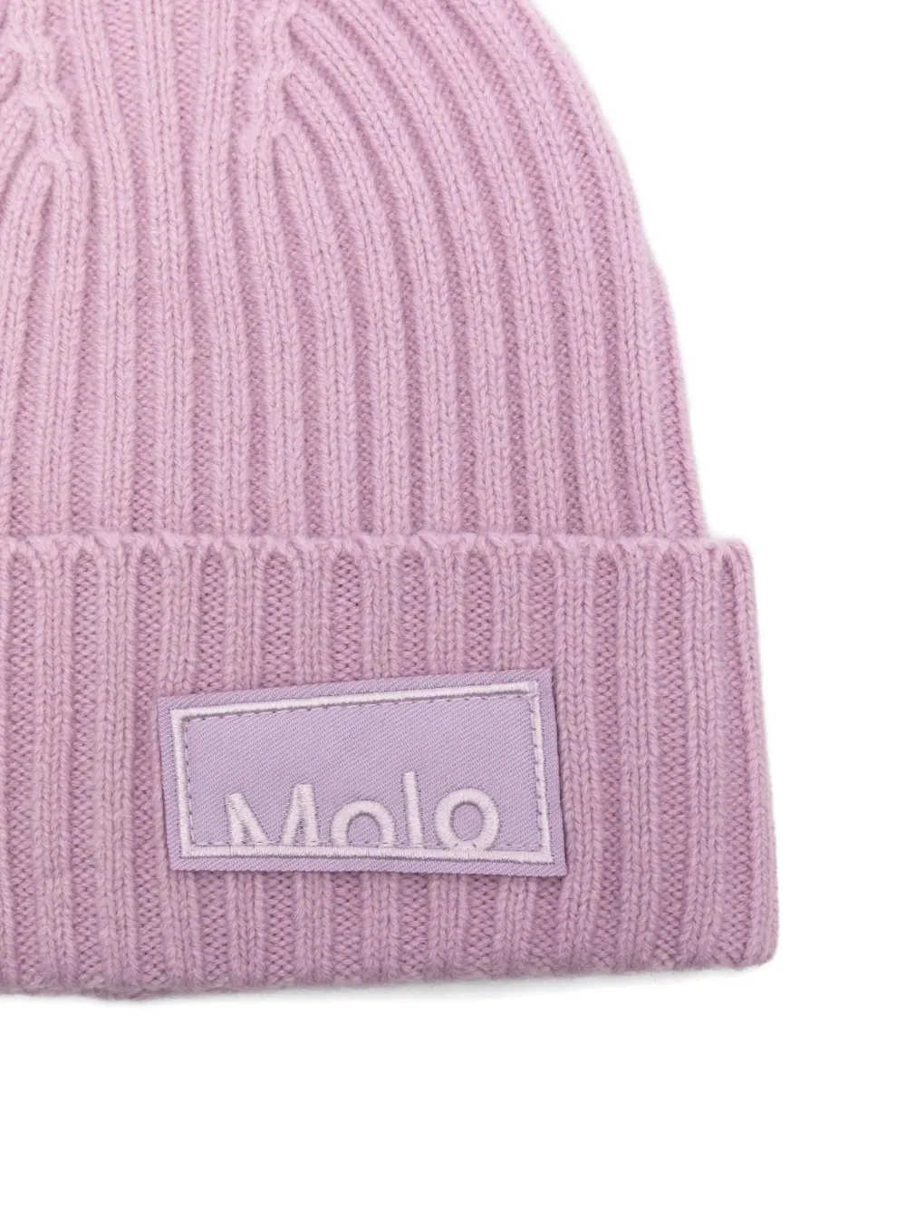 Molo Ribbed Logo-patch Beanie In Pink