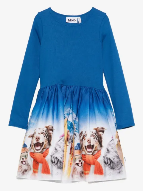 Molo long-sleeve dog-print dress
