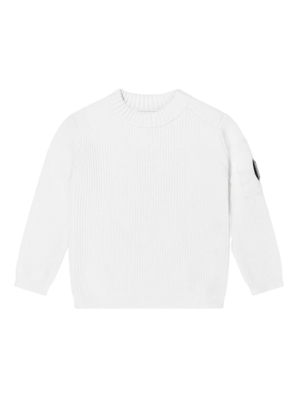 C.P. Company Kids ribbed logo-patch sweater - Bianco