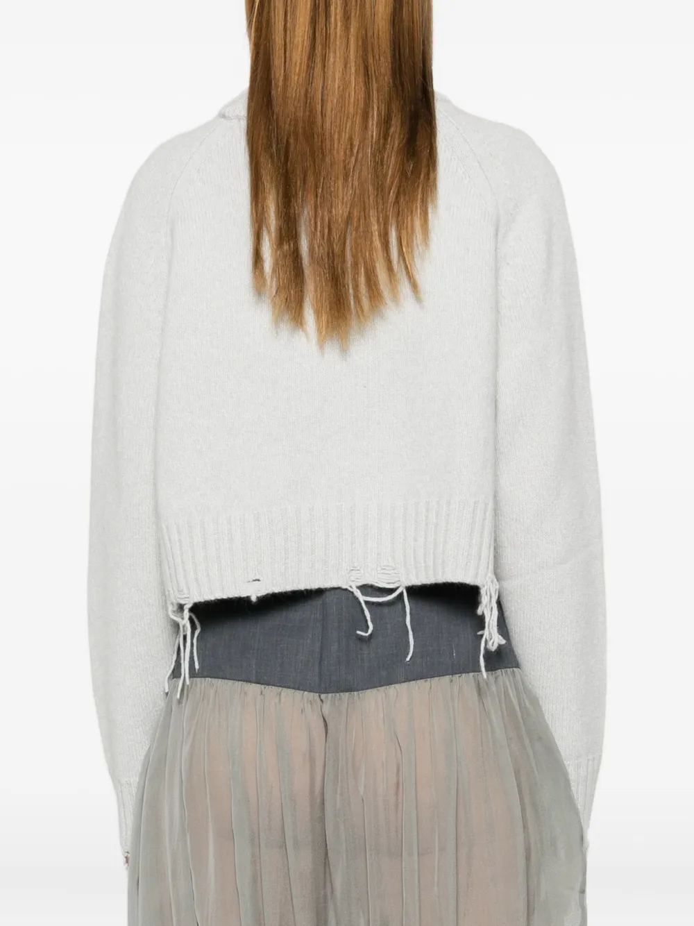 Low Classic Sweater met gerafeld effect Grijs